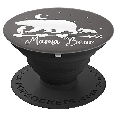 Silver White Mama bear Two cubs On Slate Gray PopSockets Grip and Stand for Phones and Tablets Silver White Mama bear Two cubs On Slate Gray PopSockets Grip and Stand for Phones and Tablets