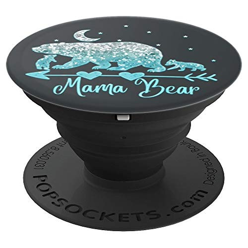 Silver and Ice Light Blue Mama bear Two cubs On Dark Gray PopSockets Grip and Stand for Phones and Tablets Silver and Ice Light Blue Mama bear Two cubs On Dark Gray PopSockets Grip and Stand for Phones and Tablets