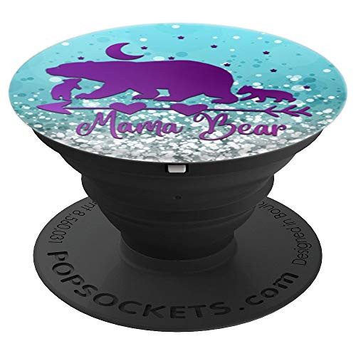 Lilac Purple Mama Bear Two Cubs On Silver Light Blue PopSockets Grip and Stand for Phones and Tablets Lilac Purple Mama Bear Two Cubs On Silver Light Blue PopSockets Grip and Stand for Phones and Tablets