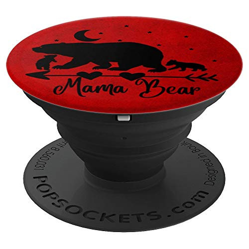 Black Mama Bear and Two Cubs On Vintage Red PopSockets Grip and Stand for Phones and Tablets Black Mama Bear and Two Cubs On Vintage Red PopSockets Grip and Stand for Phones and Tablets