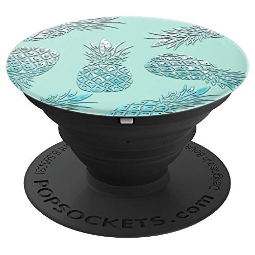 Ice Light Blue Pineapples Pattern On Mint Green PopSockets Grip and Stand for Phones and Tablets Ice Light Blue Pineapples Pattern On Mint Green PopSockets Grip and Stand for Phones and Tablets