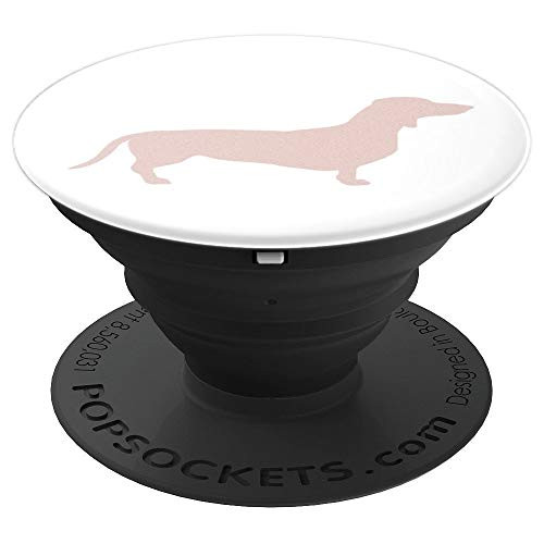 Cute Rose pink dachshund wiener dog weenie dog outline PopSockets Grip and Stand for Phones and Tablets