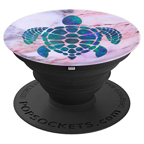 Teal Blue Purple Pattern Sea Turtle Phone Grip On Pink Grey PopSockets Grip and Stand for Phones and Tablets