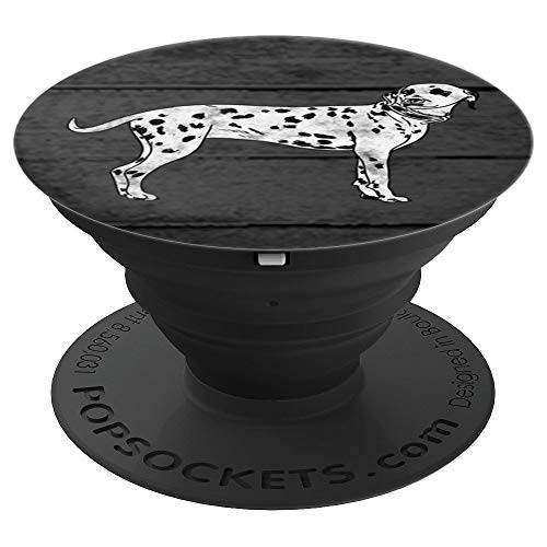 Dalmatian on Rustic Wood Print PopSockets Grip and Stand for Phones and Tablets