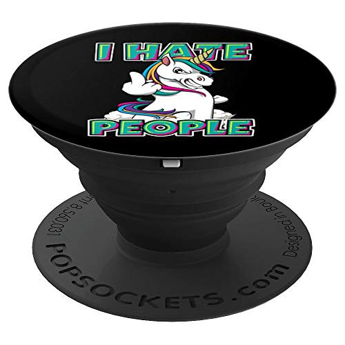 I Hate People Unicorn Middle Finger PopSockets Grip and Stand for Phones and Tablets
