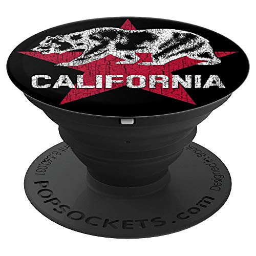 California Republic Flag Distressed Bear PopSockets Grip and Stand for Phones and Tablets
