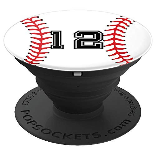 Baseball Player Jersey Number #12  Baseball Gifts PopSockets Grip and Stand for Phones and Tablets