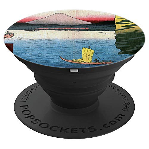 Cherry Blossoms at Hommoku Japanese Mount Fuji Woodblock PopSockets Grip and Stand for Phones and Tablets