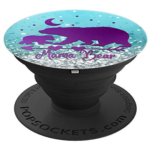 Lilac Purple Mama Bear One Cub On Light Ice Blue PopSockets Grip and Stand for Phones and Tablets Lilac Purple Mama Bear One Cub On Light Ice Blue PopSockets Grip and Stand for Phones and Tablets