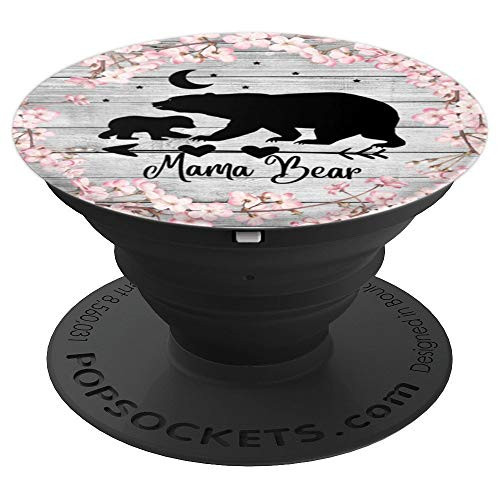 Cherry Blossoms Black Mama Bear One Cub Vintage Gray Look PopSockets Grip and Stand for Phones and Tablets Cherry Blossoms Black Mama Bear One Cub Vintage Gray Look PopSockets Grip and Stand for Phones and Tablets