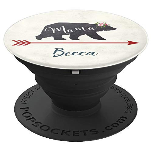 Becca Name Phone Grip Pink Floral Mama Bear Gift For Mom PopSockets Grip and Stand for Phones and Tablets