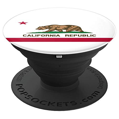 California State Flag USA 50 States Bear Star White Gift PopSockets Grip and Stand for Phones and Tablets