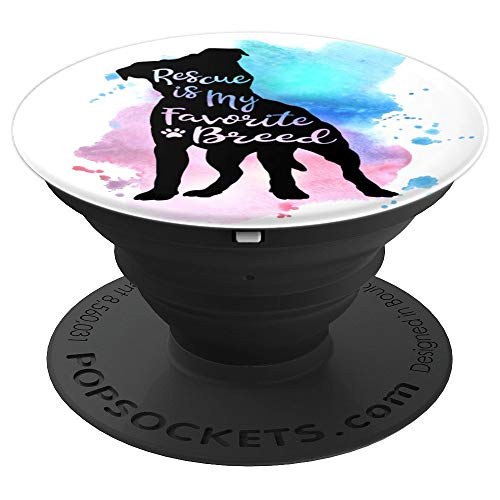 Pitbull Rescue is my Favorite Breed Watercolor Cute Mom Gift PopSockets Grip and Stand for Phones and Tablets