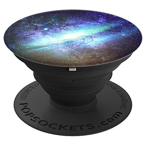 Space Galaxy Stars Turquoise Solar System PopSockets Grip and Stand for Phones and Tablets