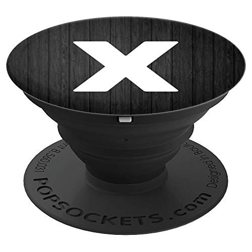 Letter X Monogram Initial Socket Grip for Phone Black Wood PopSockets Grip and Stand for Phones and Tablets