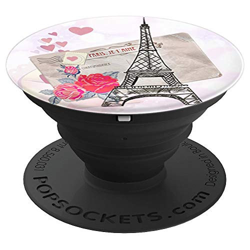 Paris Eiffel Tower Roses  Heart Pattern Paris PopSockets Grip and Stand for Phones and Tablets