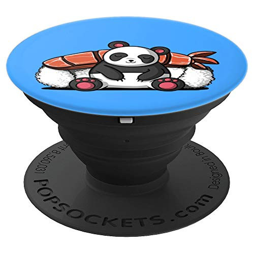 Panda Bear Sushi Lover Funny Animal Kids Girls Boys PopSockets Grip and Stand for Phones and Tablets