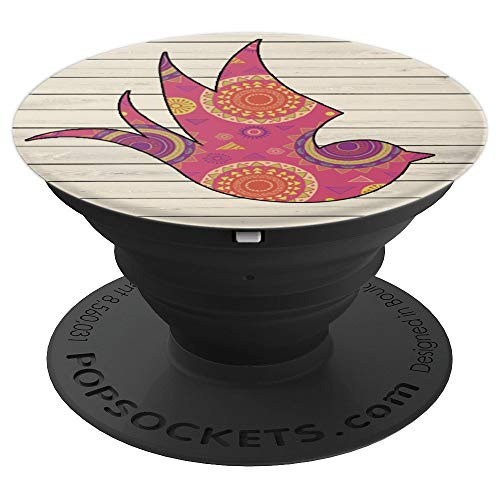 Cute Unique  Trendy Folk Art Dove on Rustic Wood PACJ1457 PopSockets Grip and Stand for Phones and Tablets