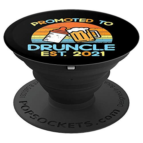 Promoted To Uncle 2021 Drinking Retro Baby Announcement Gift PopSockets Grip and Stand for Phones and Tablets