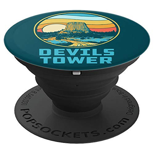Devils Tower Monument Vintage 80s Wyoming Graphic PopSockets Grip and Stand for Phones and Tablets