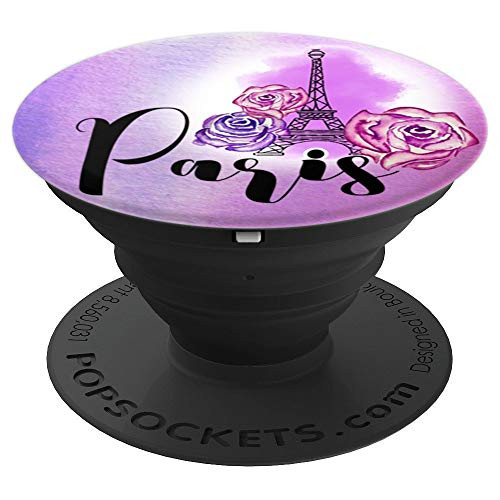Paris Watercolor Eiffel Tower Roses Floral Lavender PopSockets Grip and Stand for Phones and Tablets