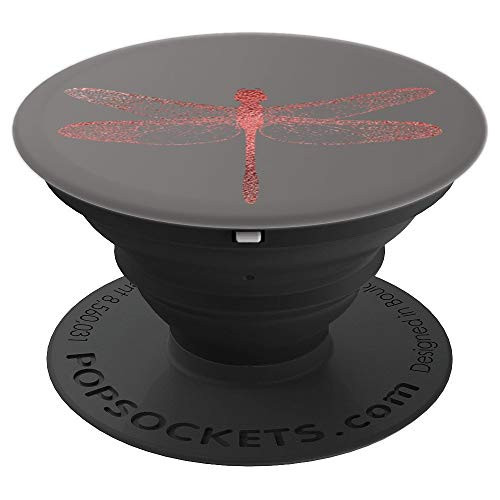 Red Dragonfly Gray PopSockets Grip and Stand for Phones and Tablets