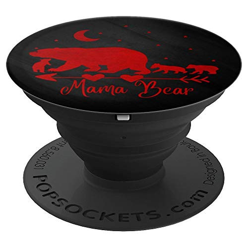 Red Mama Bear and Three Cubs On Black PopSockets Grip and Stand for Phones and Tablets Red Mama Bear and Three Cubs On Black PopSockets Grip and Stand for Phones and Tablets