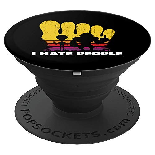 Alien Bigfoot Middle Finger I Hate People  Funny Camping PopSockets Grip and Stand for Phones and Tablets