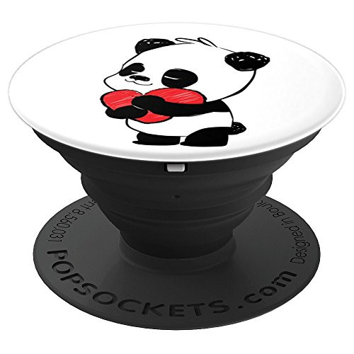 Cute Panda Bear Hugging a Red Heart PopSockets Grip and Stand for Phones and Tablets