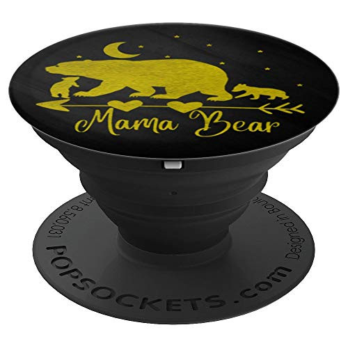 Vintage Yellow Mama Bear and Two Cubs On Black PopSockets Grip and Stand for Phones and Tablets Vintage Yellow Mama Bear and Two Cubs On Black PopSockets Grip and Stand for Phones and Tablets