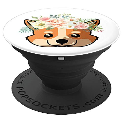 Cute Welsh Corgi Dog Mom Flowers White PopSockets Grip and Stand for Phones and Tablets Cute Welsh Corgi Dog Mom Flowers White PopSockets Grip and Stand for Phones and Tablets