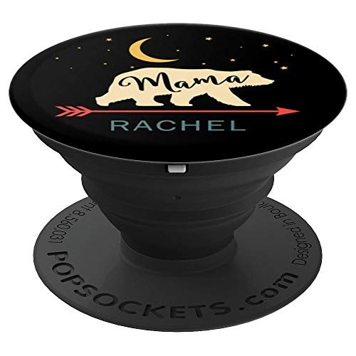 Rachel Name Gift Retro Moon Stars Personalized Mama Bear PopSockets Grip and Stand for Phones and Tablets