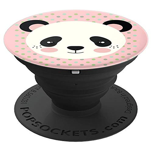Cute Panda Bear Face on Pink  Panda Lover Gift PopSockets Grip and Stand for Phones and Tablets