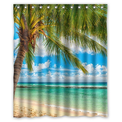 FMSHPON Summer Beach Blue Sea Palm Tree Waterproof Polyester Fabric Bathroom Shower Curtain Size 60x72 inches FMSHPON Summer Beach Blue Sea Palm Tree Waterproof Polyester Fabric Bathroom Shower Curtain Size 60x72 inches