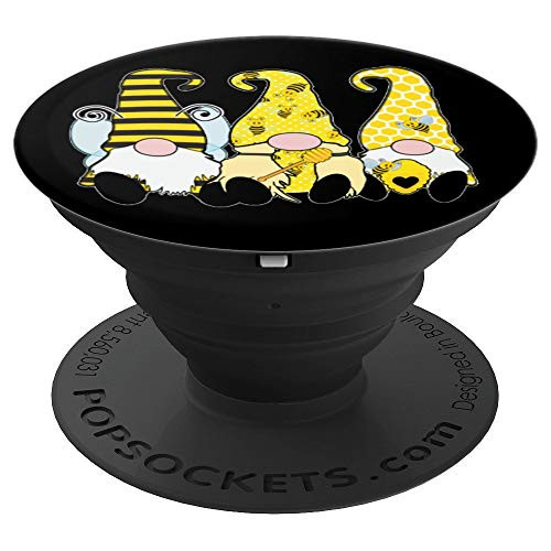 3 Cute Bee Gnomes Yellow Honey Bees Yellow Hats PopSockets Grip and Stand for Phones and Tablets