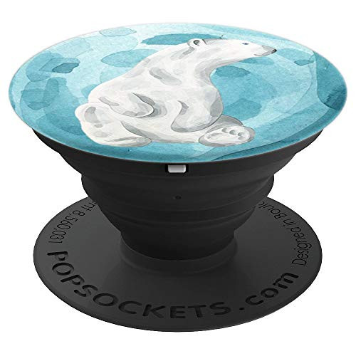 Blue watercolor cute polar bear PopSockets Grip and Stand for Phones and Tablets