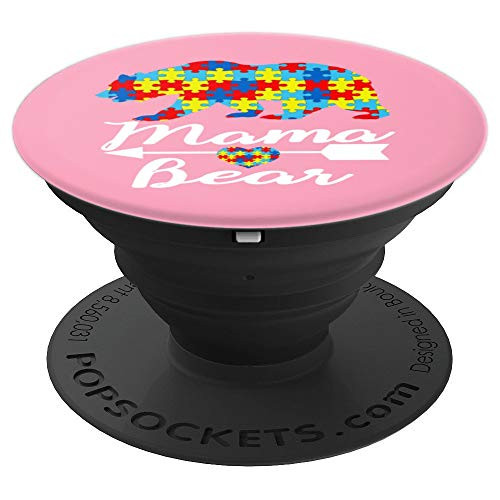Mama Bear Mom Puzzle Autism Awareness Gift PopSockets Grip and Stand for Phones and Tablets