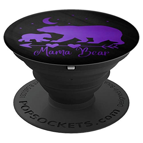 Purple Mama Bear and One Cub On Black PopSockets Grip and Stand for Phones and Tablets Purple Mama Bear and One Cub On Black PopSockets Grip and Stand for Phones and Tablets
