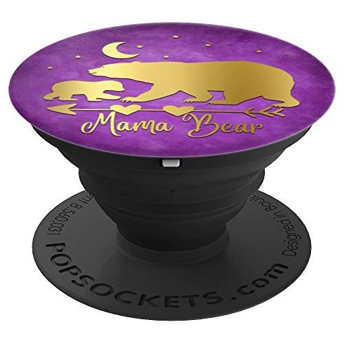 Golden Mama Bear One Cub On Vintage Purple PopSockets Grip and Stand for Phones and Tablets Golden Mama Bear One Cub On Vintage Purple PopSockets Grip and Stand for Phones and Tablets