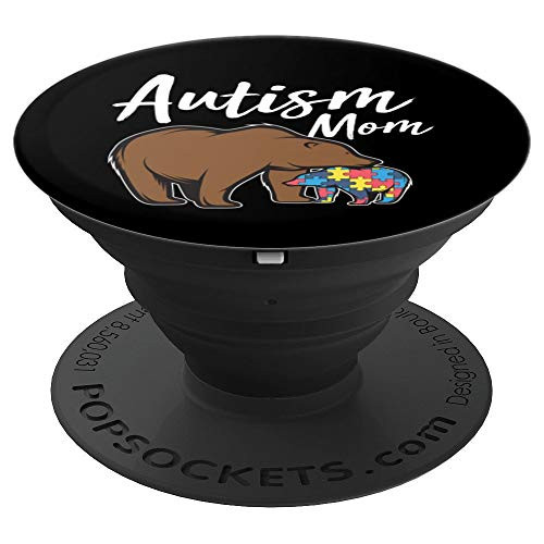 Bear Autism Puzzle Awareness  Autism Mom Gifts Tee PopSockets Grip and Stand for Phones and Tablets