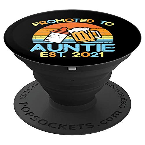 Promoted To Auntie 2021 Drinking Pregnancy Announcement Gift PopSockets Grip and Stand for Phones and Tablets