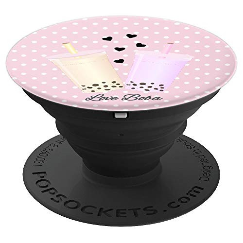 Love Boba Cute Bubble Tea Drink Gift for Boba Lovers PopSockets Grip and Stand for Phones and Tablets