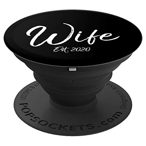 Matching Cute New Wife Gift from Husband Fun Wife Est 2020 PopSockets Grip and Stand for Phones and Tablets