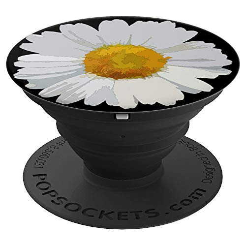 White Daisy Watercolor Flower PopSockets Grip and Stand for Phones and Tablets