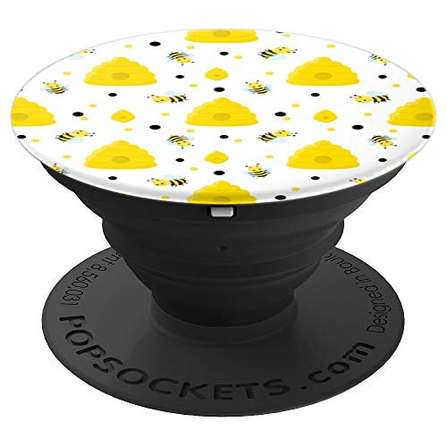 Yellow Beehive Honeycombs Cute Honey Bee Birthday Fun Gift PopSockets Grip and Stand for Phones and Tablets