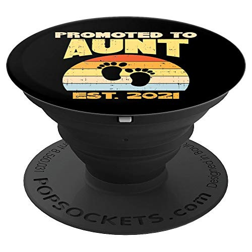 Promoted To Aunt 2021 Feet Retro Pregnancy Announcement Gift PopSockets Grip and Stand for Phones and Tablets