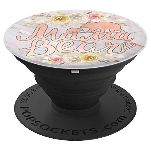 Mama Bear Mom Gift Rose Pink PACC125 PopSockets Grip and Stand for Phones and Tablets