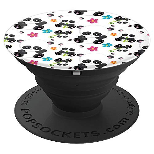 Panda Kawaii Bamboo China Bears Cute Floral Pattern Gift PopSockets Grip and Stand for Phones and Tablets