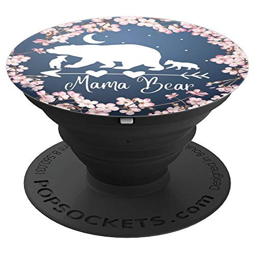 Cherry Blossoms White Mama Bear Two Cubs On Navy Blue PopSockets Grip and Stand for Phones and Tablets Cherry Blossoms White Mama Bear Two Cubs On Navy Blue PopSockets Grip and Stand for Phones and Tablets
