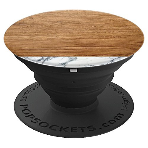 Wood and marble  mid century modern design PopSockets Grip and Stand for Phones and Tablets